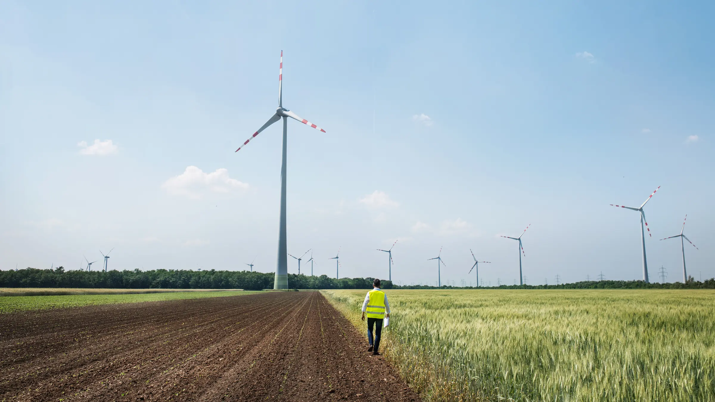 Feldweg durch einen Windpark